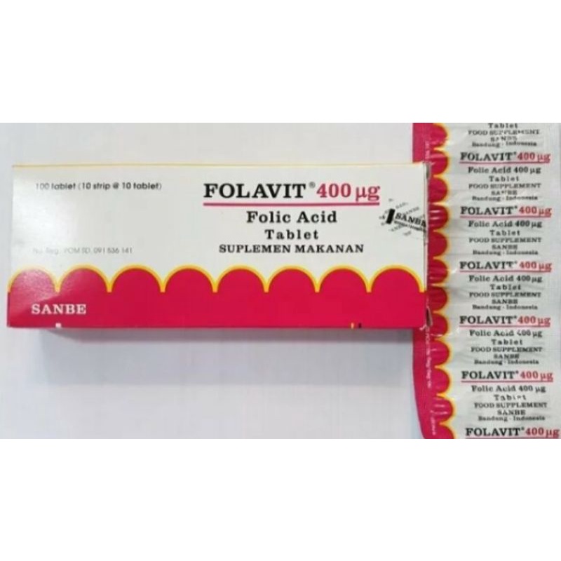 1 Strip Folavid 400 Mg - Food Suplement - Folic Acid