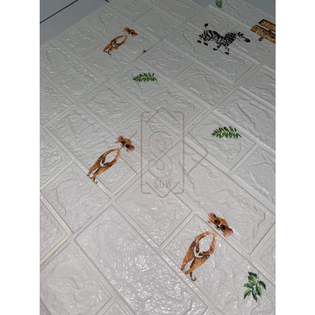 Wallfoam Brickfoam wallpaper 3D motif Animal Ukuran 70cm x 77cm x3mm Sgw