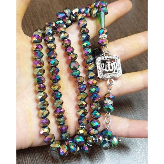 Tasbih 100 butir Pelangi kristal