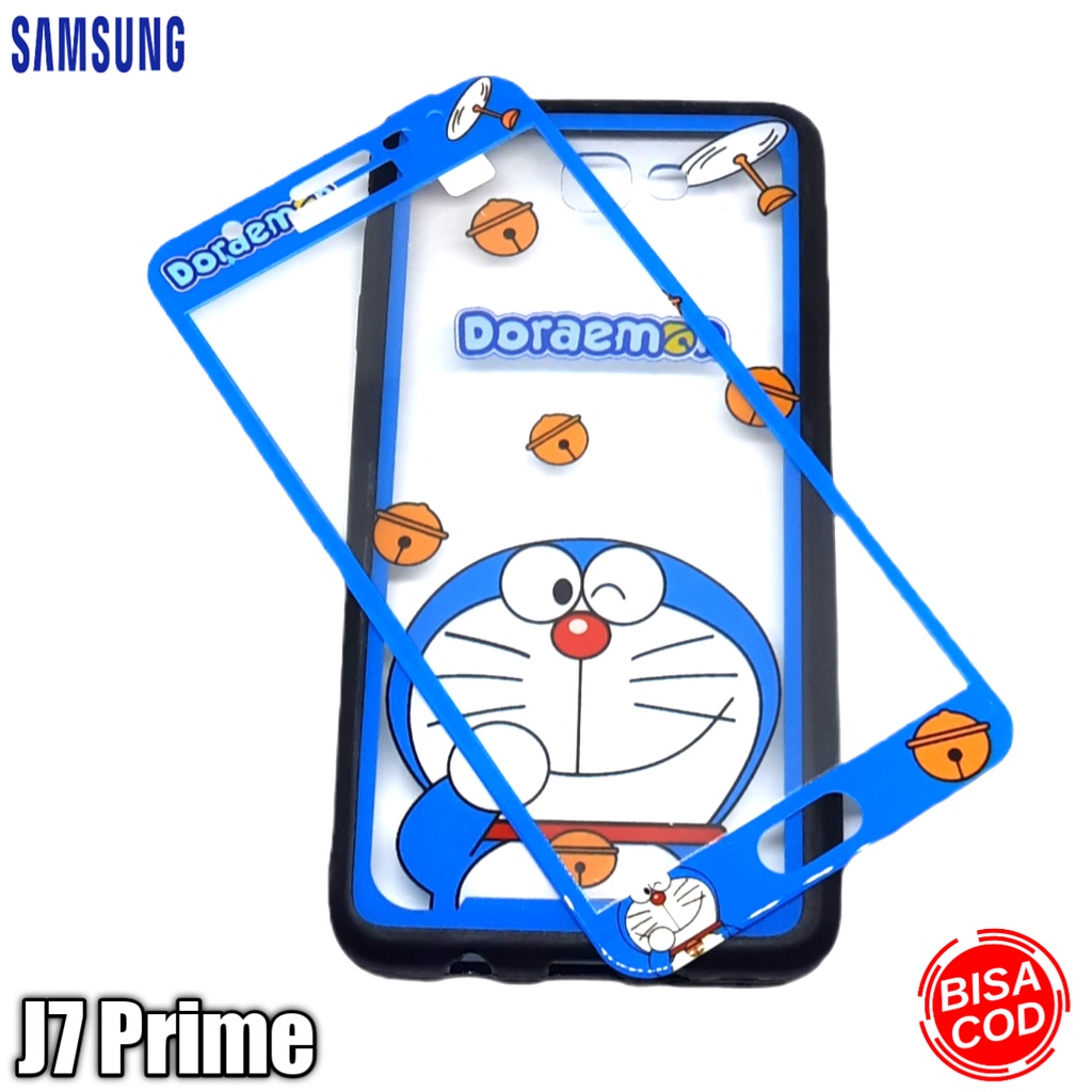 Case Hp Samsung J7 Prime Softcase 360 Transparan + Tempered Glass