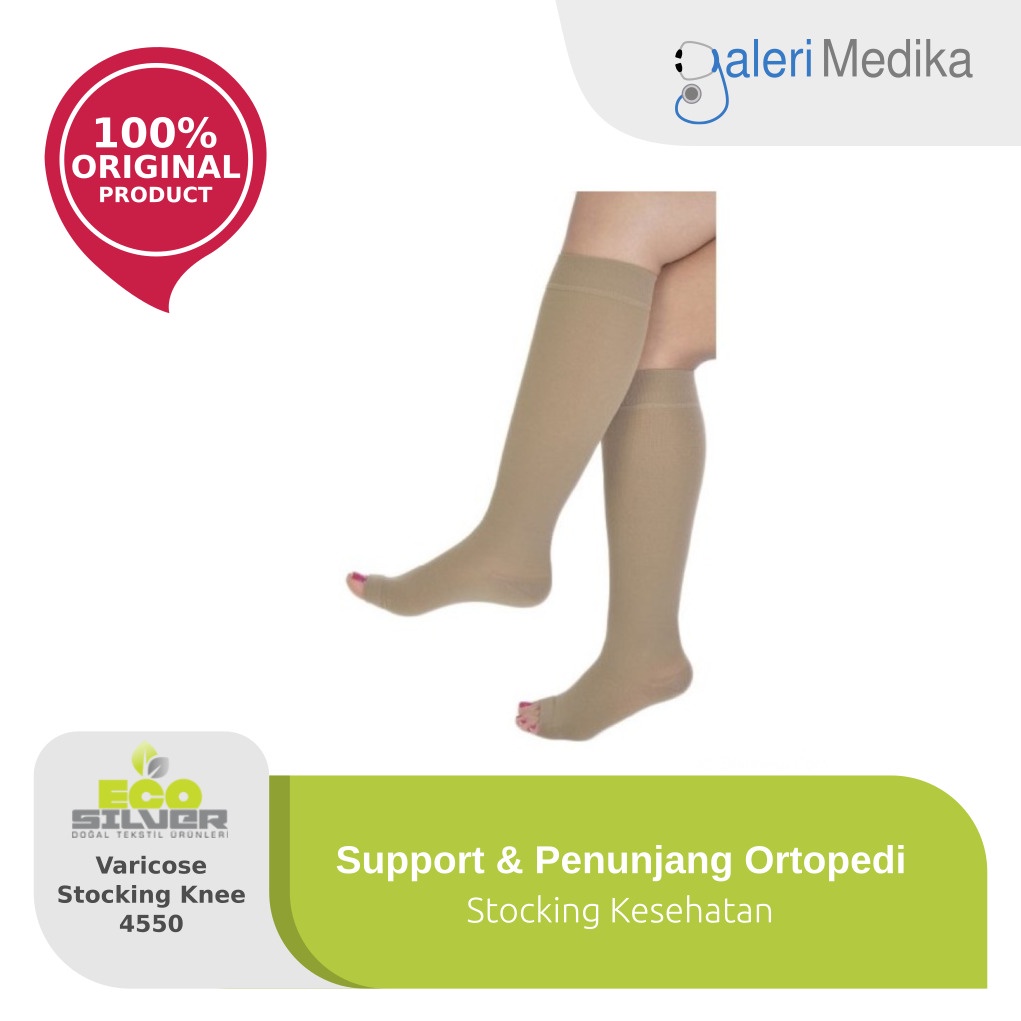 Stocking Eco Silver 4550 - Varises Knee Open Toe