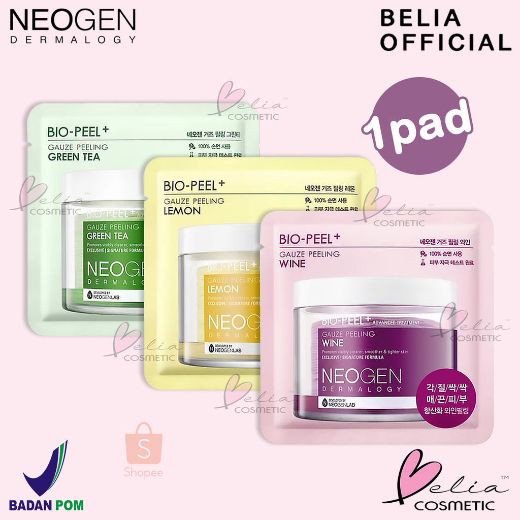 ❤ BELIA ❤ NEOGEN Dermalogy Bio Peel Gauze Peeling Green Tea | Lemon | Wine 1 Pad Sachet Ecer ✔️BPOM