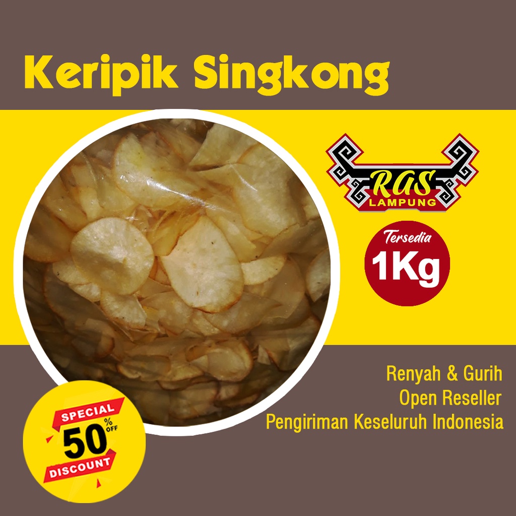 

Keripik Kripik Singkong Gurih Renyah Asin Original 1kg Cemilan Snack Makanan Ringan Oleh-Oleh Lampung