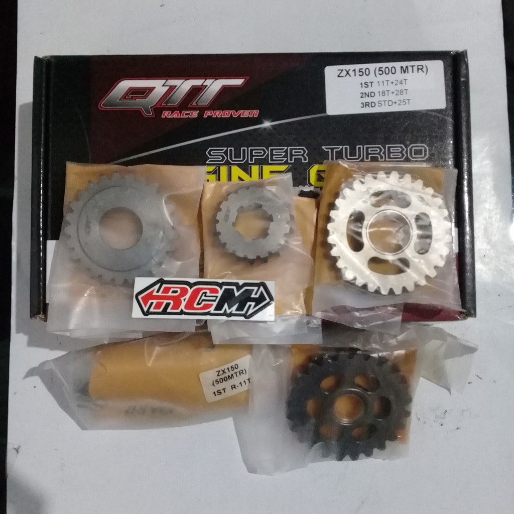 GEAR BOX GER GIR RASIO RATIO NINJA 500M 500 METER BALAP 1ST 11T+ 24T 2ND 18T+ 28T 3RD STD+25T ORI ORIGINAL QTT ASLI