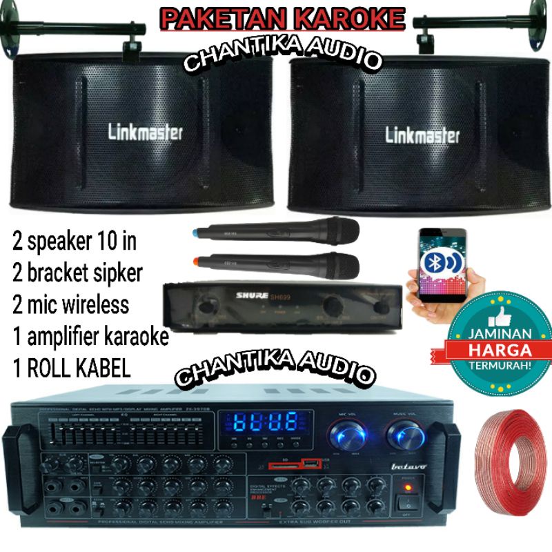 PAKET SOUND SYSTEM KARAOKE SPEAKER LINKMASTER AMPLIFIER KARAOKE RUMAH
