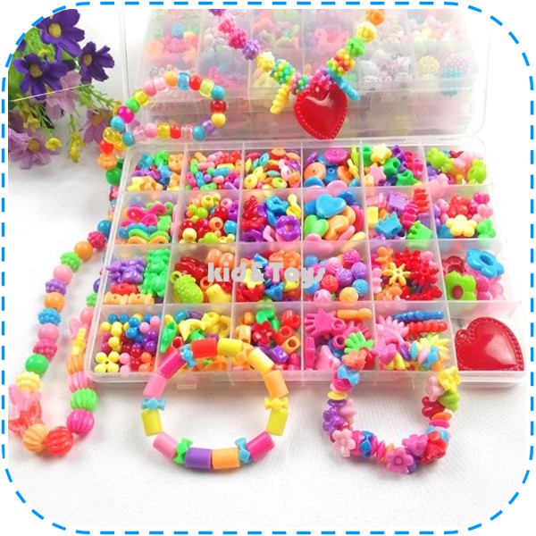 Mainan edukasi /paket set meronce manik2 membuat prakarya gelang kalung ready stock