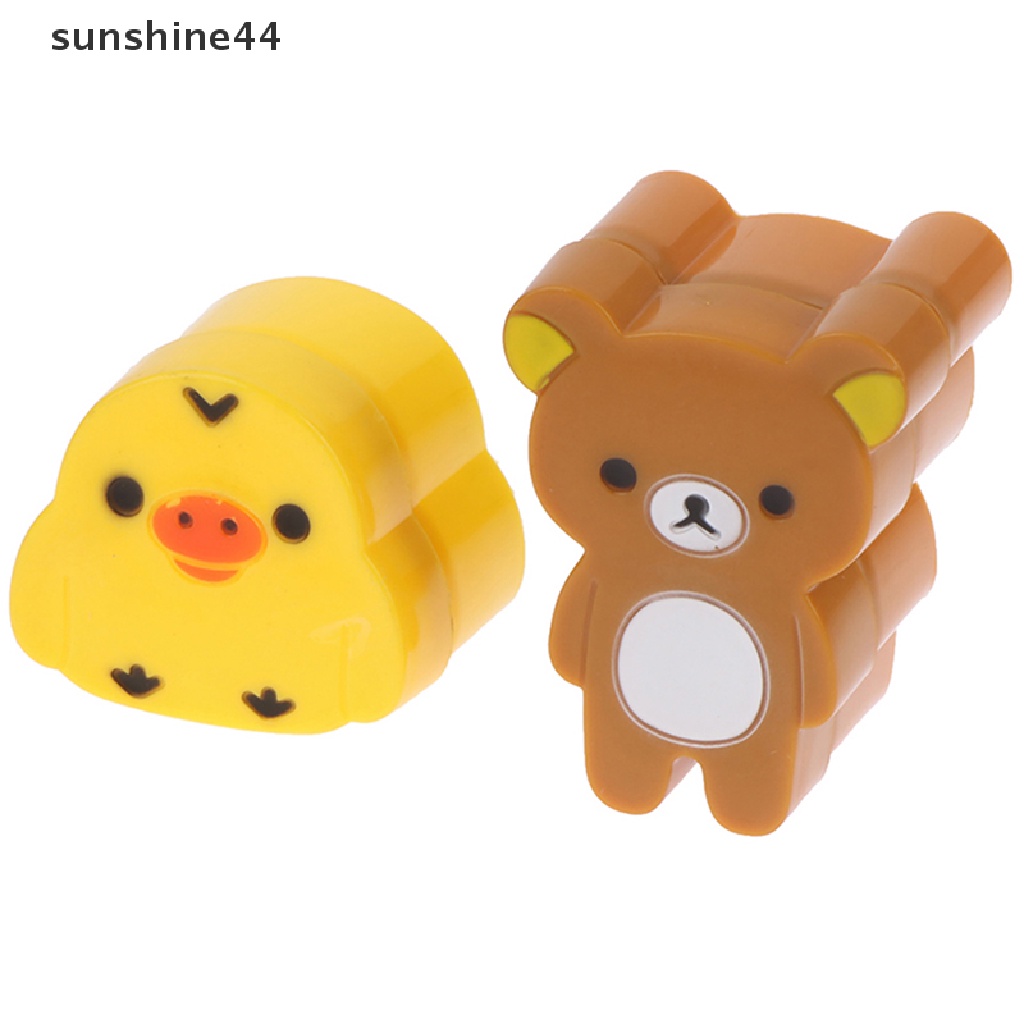 Sunshine 1 Pasang Cetakan Nasi / Roti / Biskuit / Bento Bentuk Kartun Beruang Samll / Ayam DIY