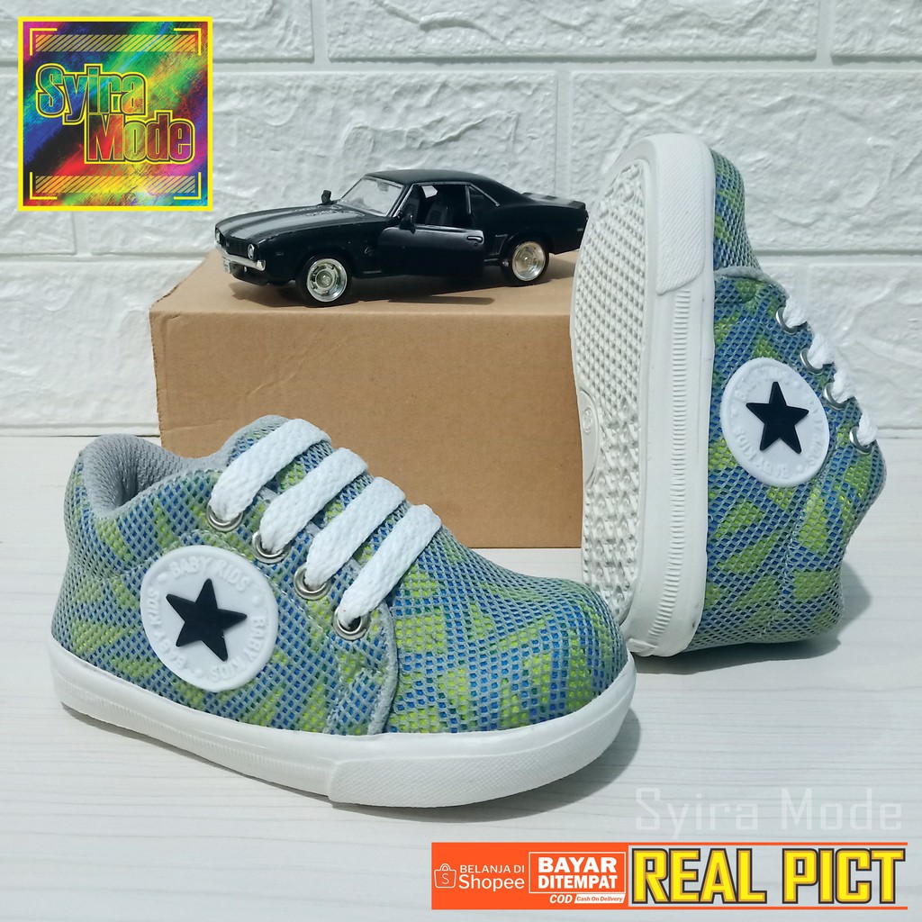 Sepatu Anak Laki-Laki / Sepatu Anak Usia 1 - 3 Tahun / Sneakers Cassual Bintang Jaring