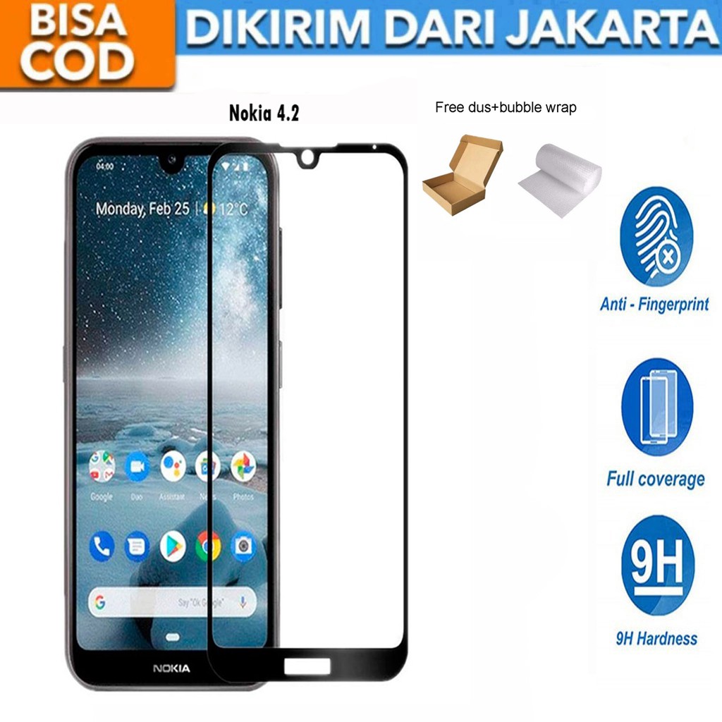 Tempered Glass Nokia 4.2 Full Cover / Full Screen Protector Anti Gores