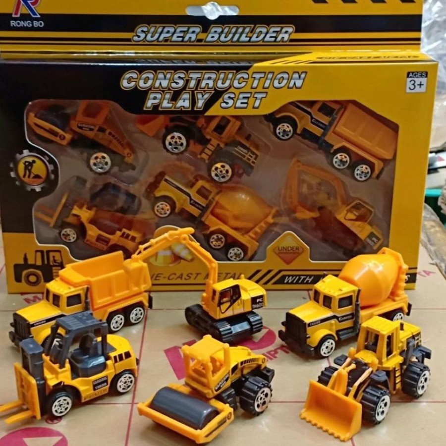 M182 Mainan Diecast Mobil Konstruksi Playset isi 6 Pcs
