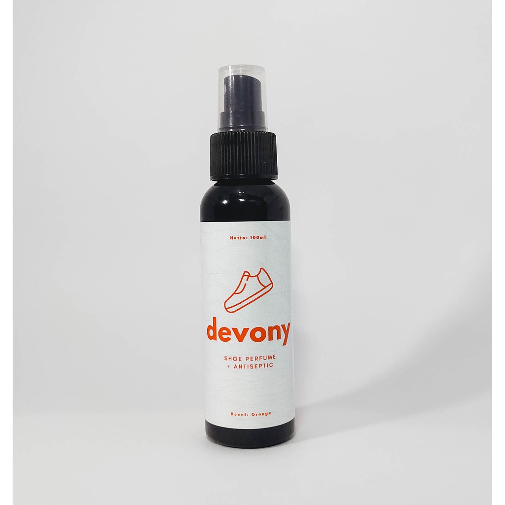 Pewangi Sepatu DEVONY Anti Bacterial Deodorant Shoe Care Wangi Orange isi Botol kemasan 100ml