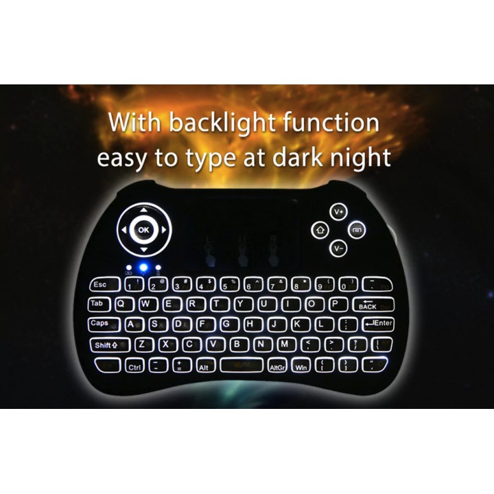 H9-L Mini Hand-held Wireless Keyboard QWERTY with Backlight