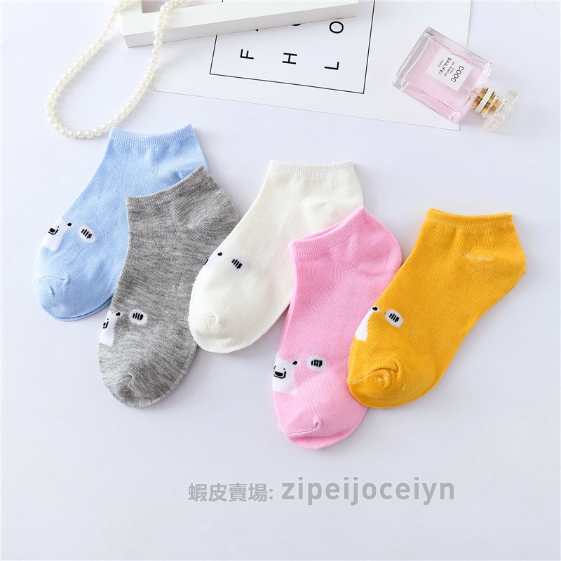  Kaos  Kaki  Gaya Korea  Motif Print Kartun Bahan Breathable 