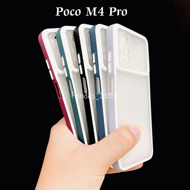 Pro Hybird Poco M4 Pro Softcase Halus dan Elegan / Pinggiran Garis Putih Keren (Pandas)