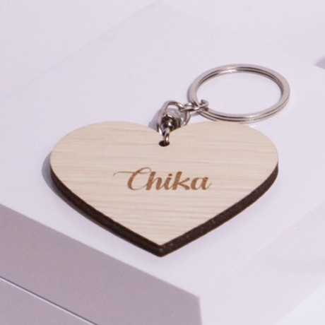 Custom Gantungan Kunci Heart Hati Request Nama Wooden Keychain Ganci