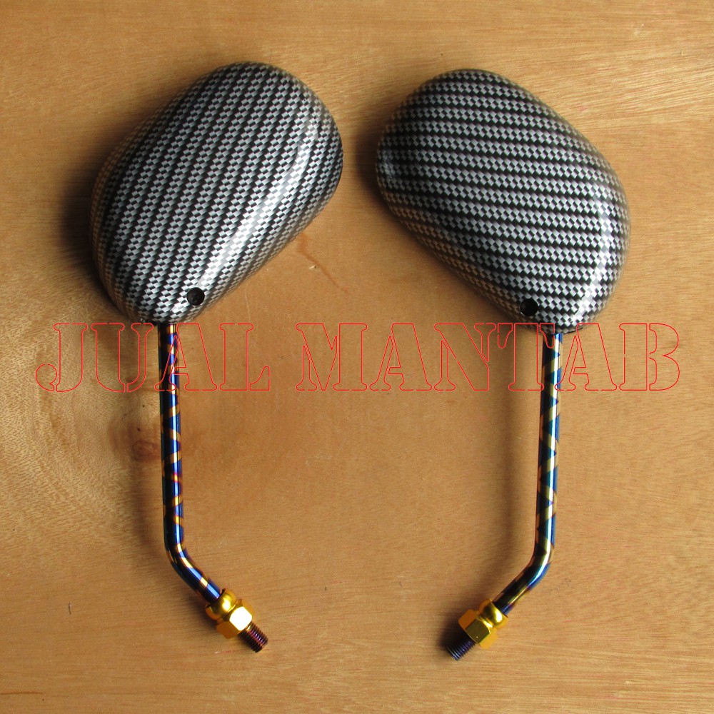 Spion Motor Model Mio Variasi Aksesoris Spion Karbon Model Mio Carbon Hight Quality Untuk Yamaha Tangkai Panjang XXX Pelangi Modif Thailook Tangkai Blue Gold XXX Karbon Murah