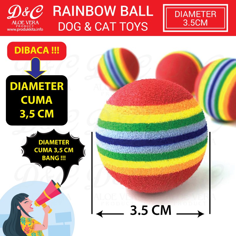 Rainbow Ball (3.5cm) - Mainan Bola Kucing Kitten Dog Toys Bola Anjing