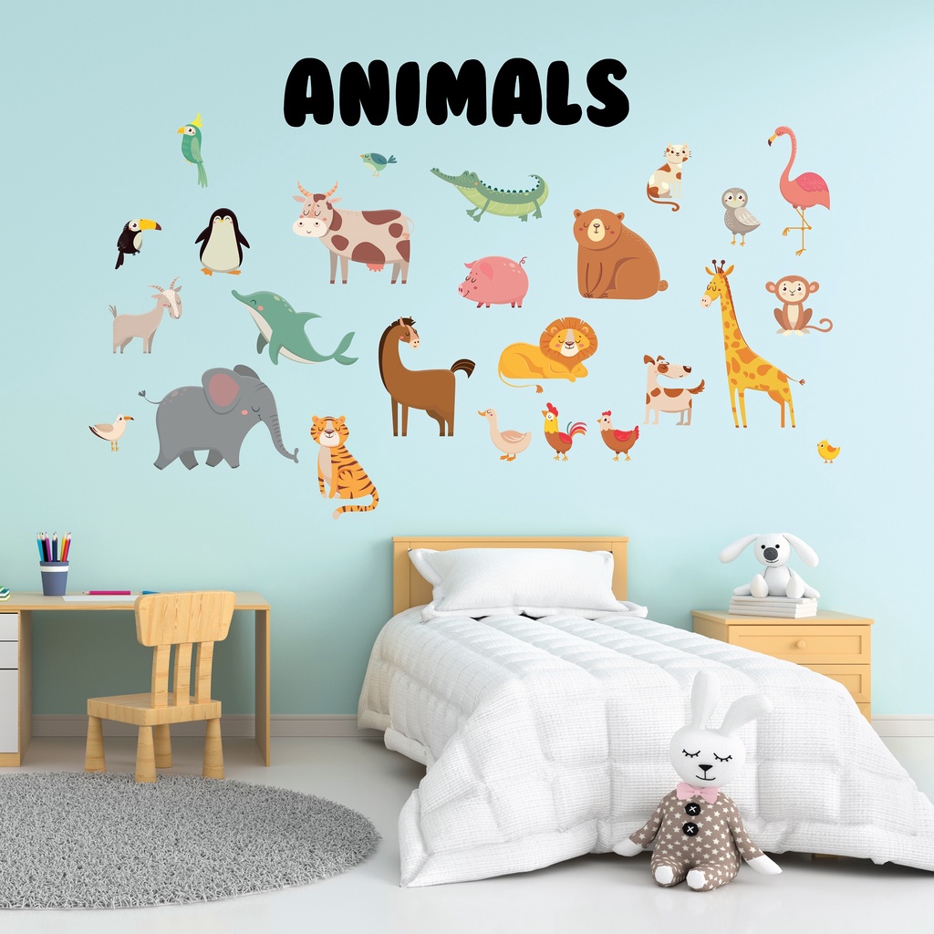 #42 Free Sticker Lampu Sticker Kamar Anak Tema Animal Wall sticker termurah stiker hewan/stiker anak/ stiker dinding