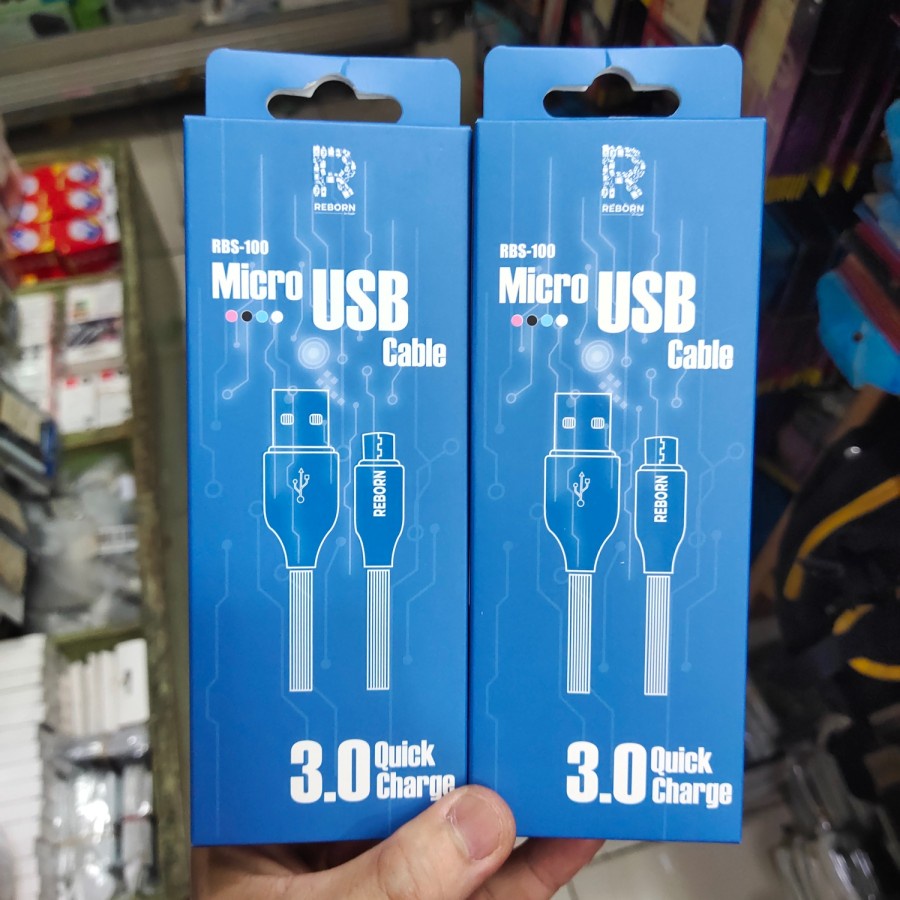 KABEL CHARGER MICRO V8 ANDROID REBORN 3A RBS100 , TIPE C / LEBAR REBORN 3A RBC100 MANTUL MURAH MERIAH