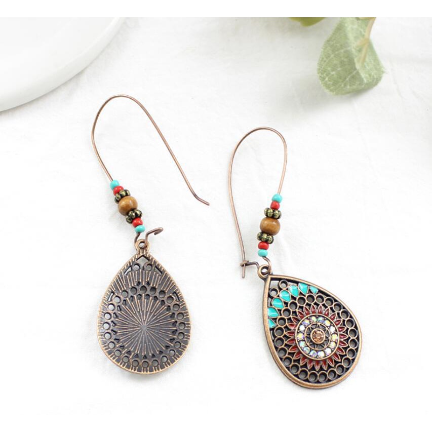 Pribadi fashion retro berbentuk drop anting-anting panjang enamel anting-anting ornamen fashion Baru