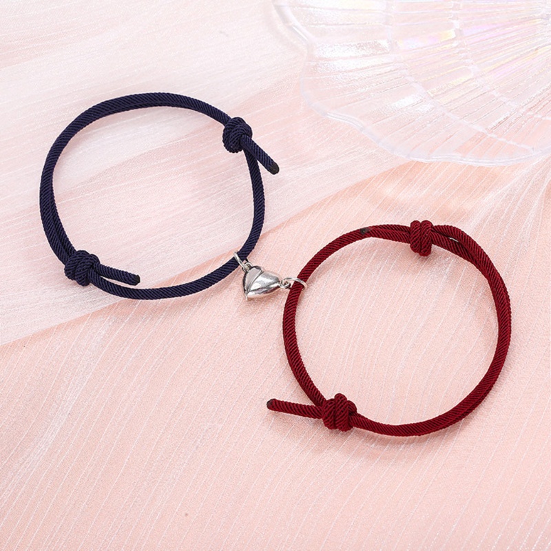 Siy 2pcs Gelang Tali Kepang Magnetik Adjustable Untuk Pria / Wanita / Pasangan