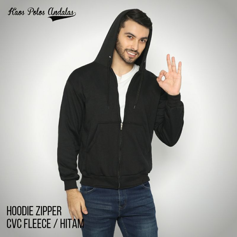 HOODIE ZIPPER BAHAN COTTON CVC FLEECE SERI WARNA 1