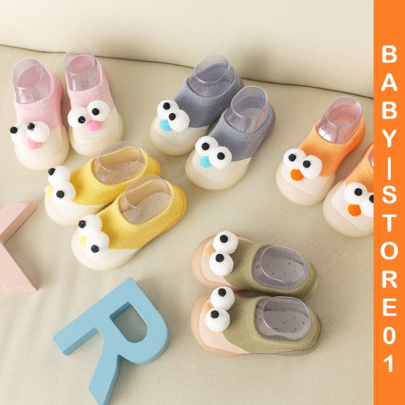 BABY STORE01-  SPE SEPATU BAYI MODEL MATA 3D PREWALKER BAYI ANTI SLIP