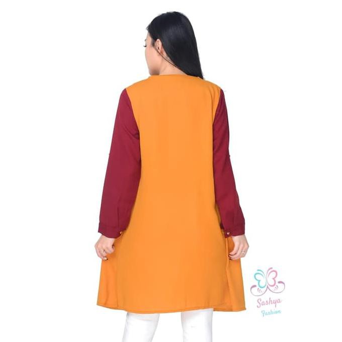 CANTIK SK545 BAJU ATASAN TUNIK SABYAN 804 TUNIK MODERN ATASAN MUSLIM WANITA ORANGE TOP PRODUK