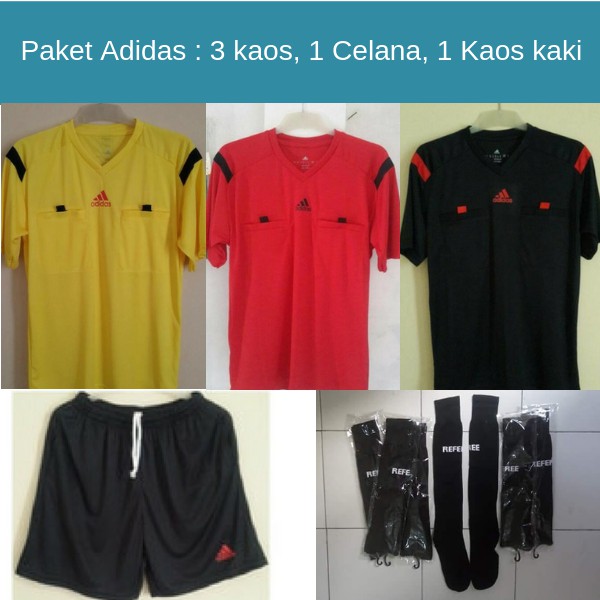 Paket Lengkap Baju Wasit Sepakbola Adidas Terlaris/Paket Referee Futsal Adidas / Perlengkapan Wasit