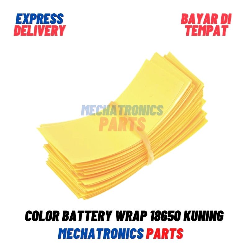 COLOR BATTERY WRAP 18650 PLASTIK BATERAI JAKET PLASTIK SKIN PVC JACKET- KUNING