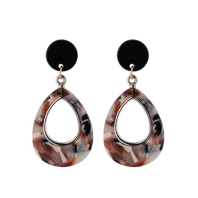 LRC Anting Tusuk Fashion Waterdrop Shape Decorated Earrings