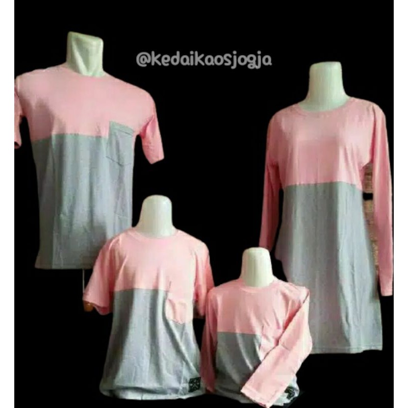 Kaos Korea Polos Kombinasi Wanita Lengan Panjang Tunik Muslim Bisa Couple Keluarga/Family