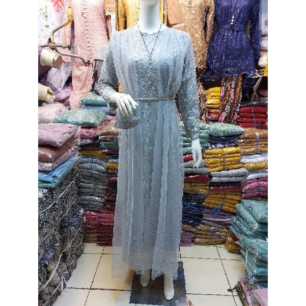 dress tile mutiara fayet /kebaya wisuda/gamis modern terbaru