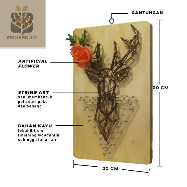  Hiasan  dinding wall decor handmade kayu  string art 