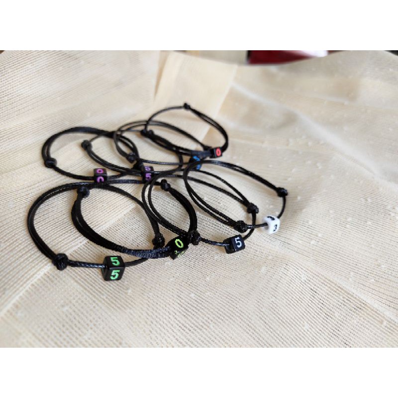 GELANG Angka Kotak Hitam Bisa couple Tali waterproof dan Satin