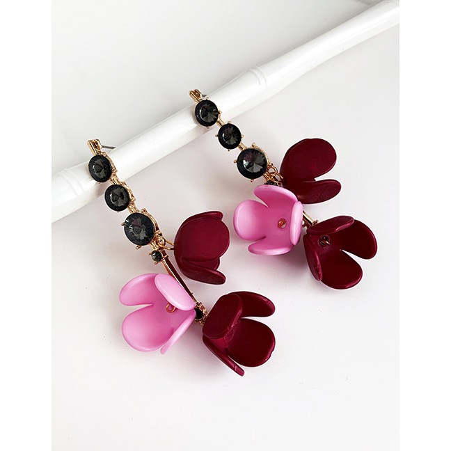 LRC Anting Tusuk Alloy Diamond Resin Flower Earrings F71471