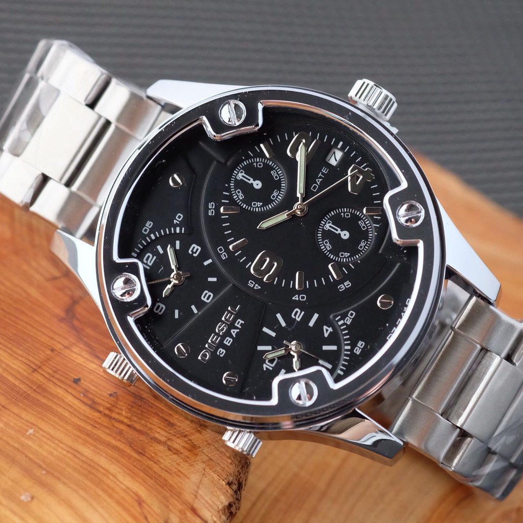 Jam Tangan Pria Cowok Analog Diesel Triple Time Super Tanggal Rantai