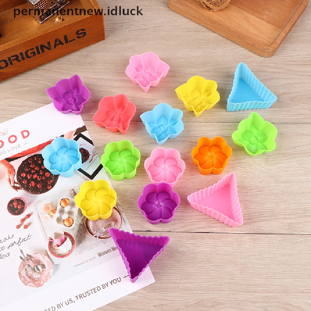 6 Pcs / Set Cetakan Kue Bentuk Segitiga Warna Ungu Emas Bahan Silikon Untuk Dekorasi