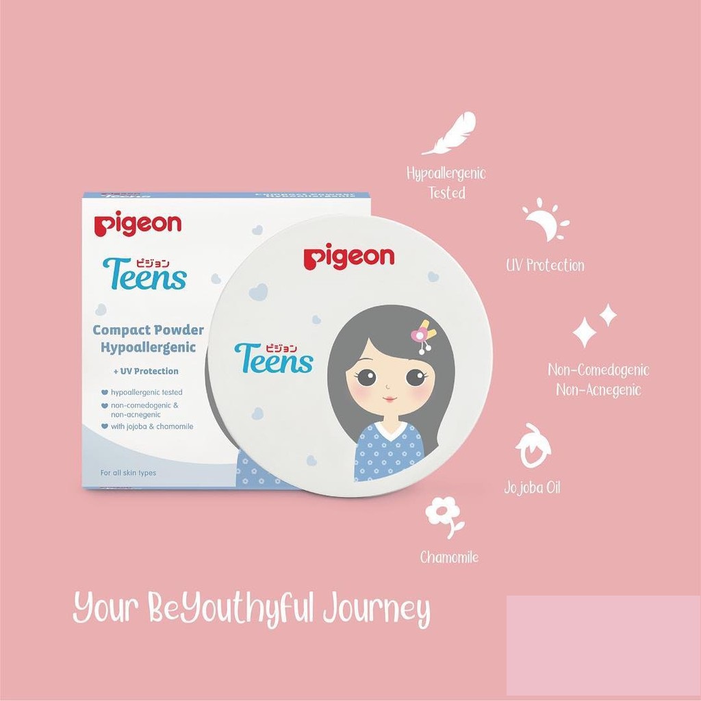 PIGEON TEENS Compact Powder UV Protection - Two Way Cake - Remaja 14g (BPOM) (VH)