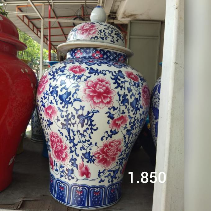 Tochin keramik biru putih/ Pajangan biru putih/ Guci keramik