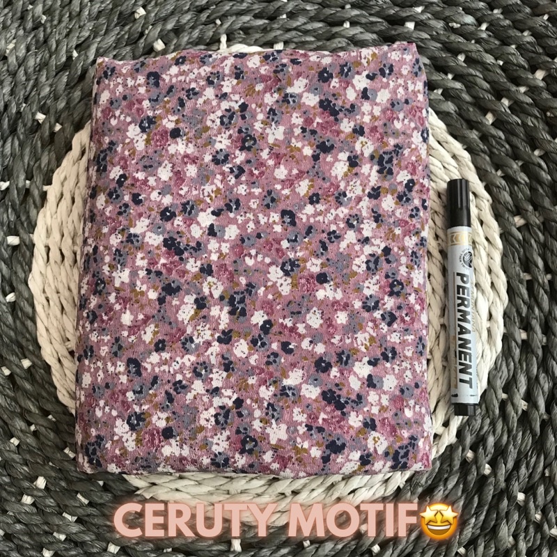 (TERLARIS) KAIN CERUTY BUNGA ABSTRAK LILAC BAHAN GAMIS/BLOUSE BACA DESKRIPSI