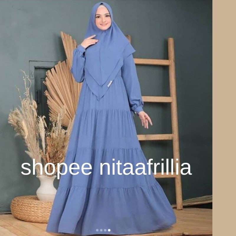 Model Gamis Syari Bahan Ceruti Terbaru Baju Gamis Syari Fashion Muslim Baju Gamis Zahra Syari Set Shopee Indonesia