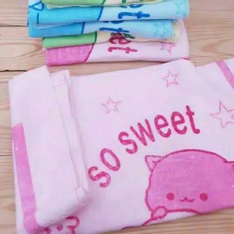 Handuk bayi ukuran 60x120 ivory bordir Terlaris termurah-Ivory sablon ping