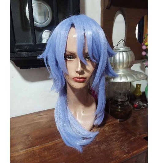 Ayato Kamisato Genshin Impact Wig Cosplay Soft Smoke blue halloween