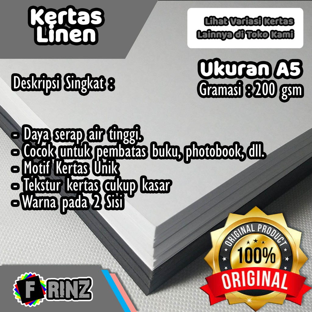 

Kertas Karton Linen A5 / Lenen Serat Anyam High Quality 200 Gram
