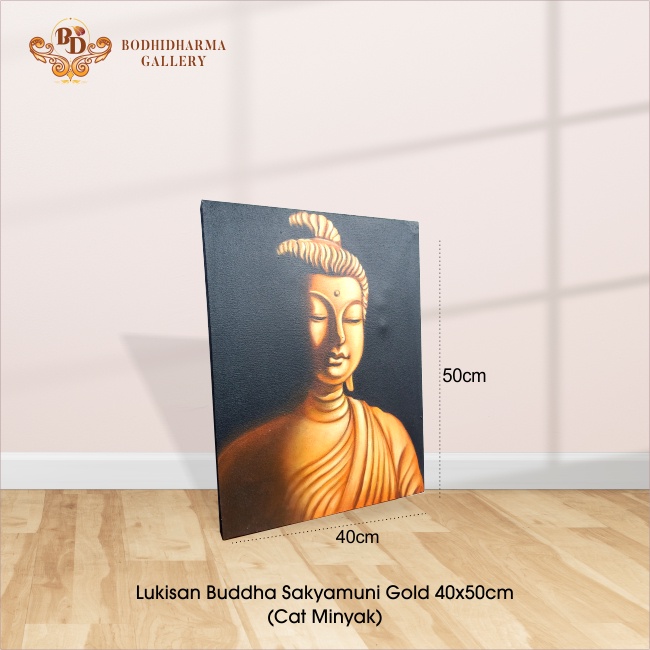 Lukisan Painting Hiasan Dinding Buddha Sakyamuni Gold 40x50cm