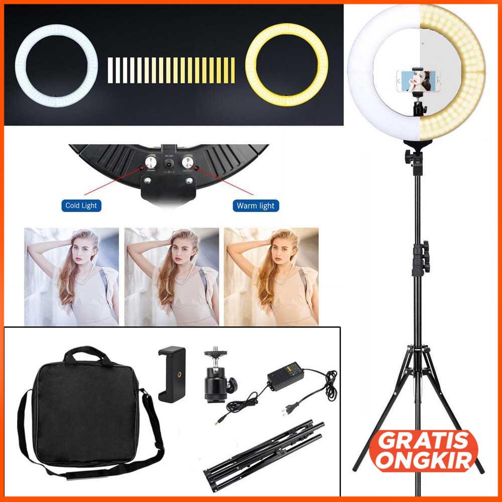 Ring Light LED Kamera DSLR 65W 336 LED 12 Inch Tripod RL-18