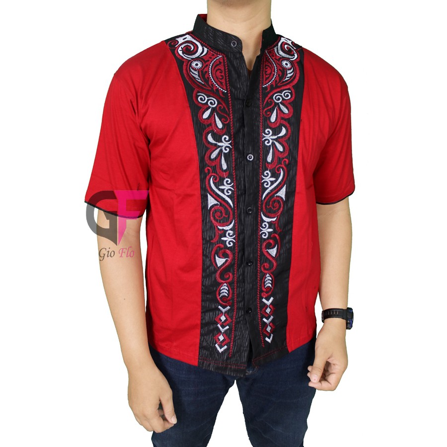 GIOFLO Kemeja Muslim Pria Baju Koko Cowok Red / KKS 48