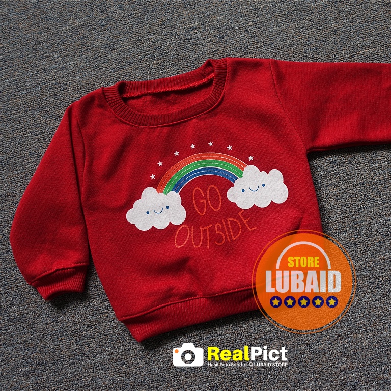 [SJK-RF08] LUBAID STORE, Setelan Sweater Anak 1 - 2 Tahun, Jaket Bayi RED FOREST Pelangi Go Outside-6