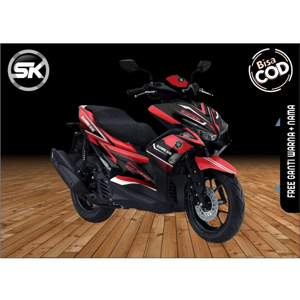 Sticker decal full body Yamaha Aerox merah Hitam Simpel
